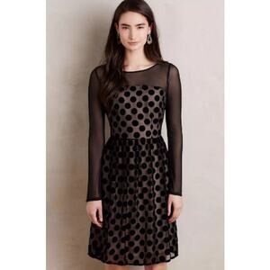 NWT Anthropologie Sunday In Brooklyn Dottie Dress Women's Sz 2 Velvet Polka Dots